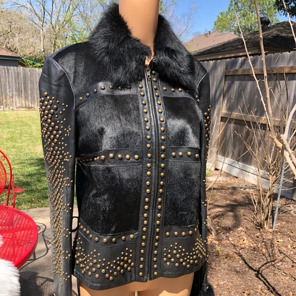 Cache Jackets & Blazers - Cache Studded Leather Jacket